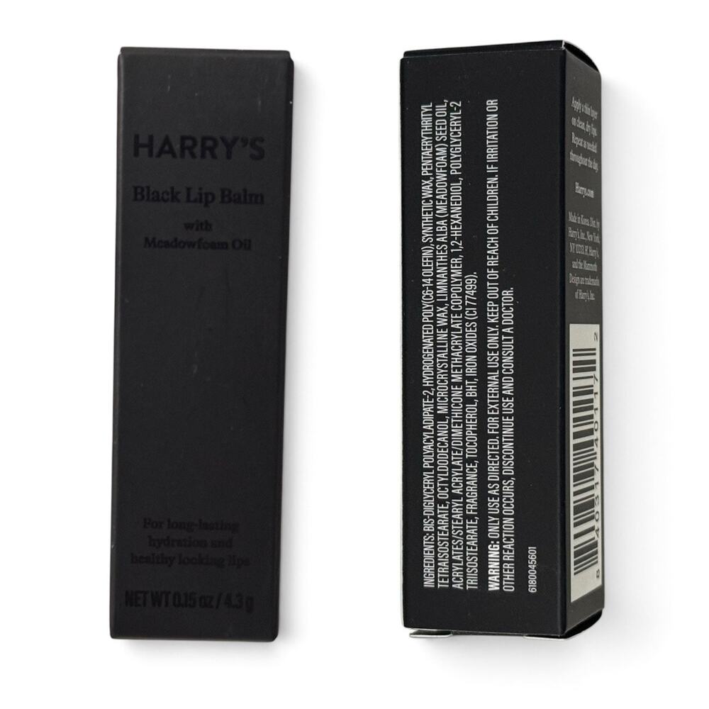 Harry’s Black Lip Balm For Men .15oz Meadowfoam Oil Hydration